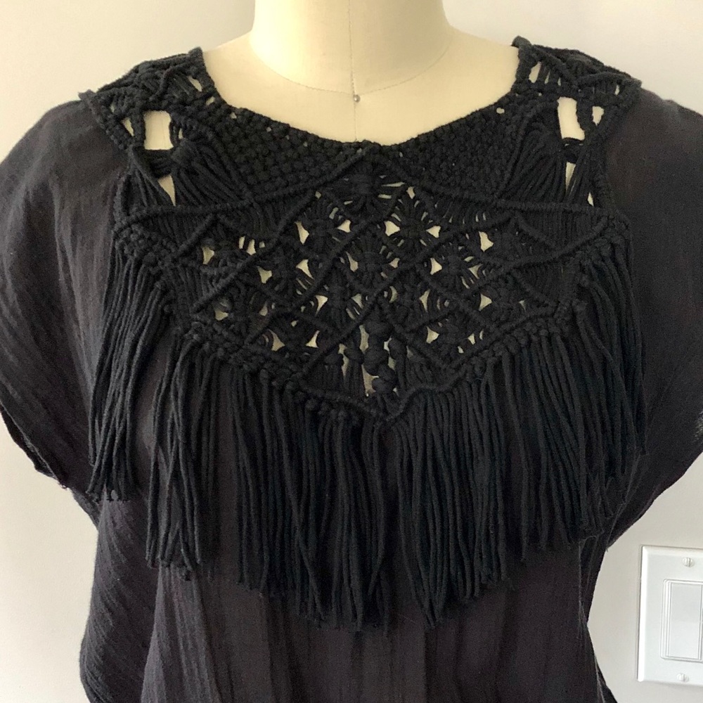 ULLA JOHNSON Macrame, Fringe loose mini dress. - Picture 2 of 5